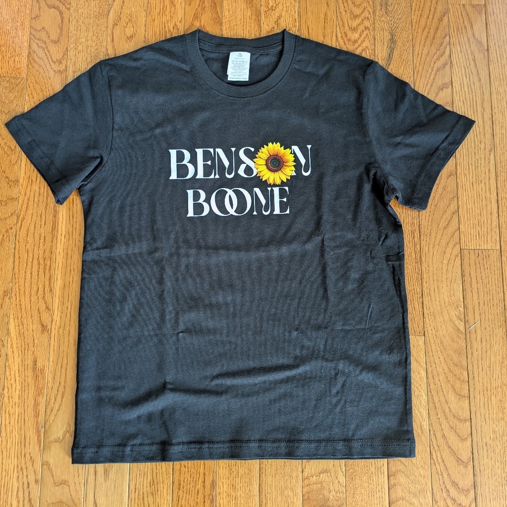 Black T-Shirt with Sunflower Design